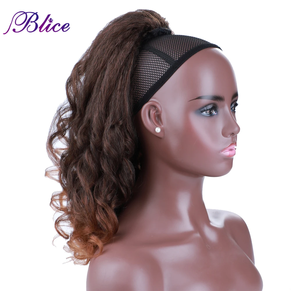 Blice Synthetic Drawstring Wavy Ponytail Clip In Warp Ponytail Hair Extension With Two Combs Natural Fake Hairpieces for Women