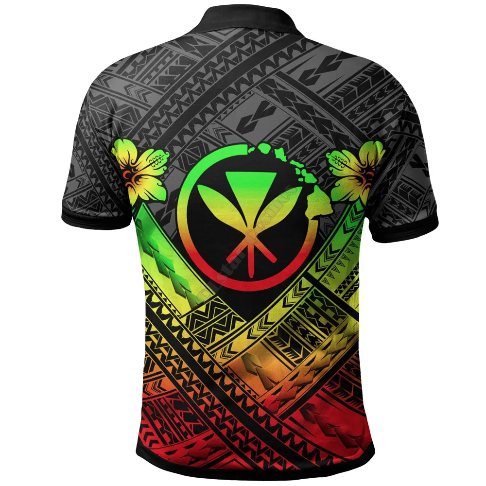 Hawaii Polo Shirt Reggae Kanaka Maoli Polynesian Patterns 3D Printed Polo Shirt Men Women Short Sleeve Summer T-shirt