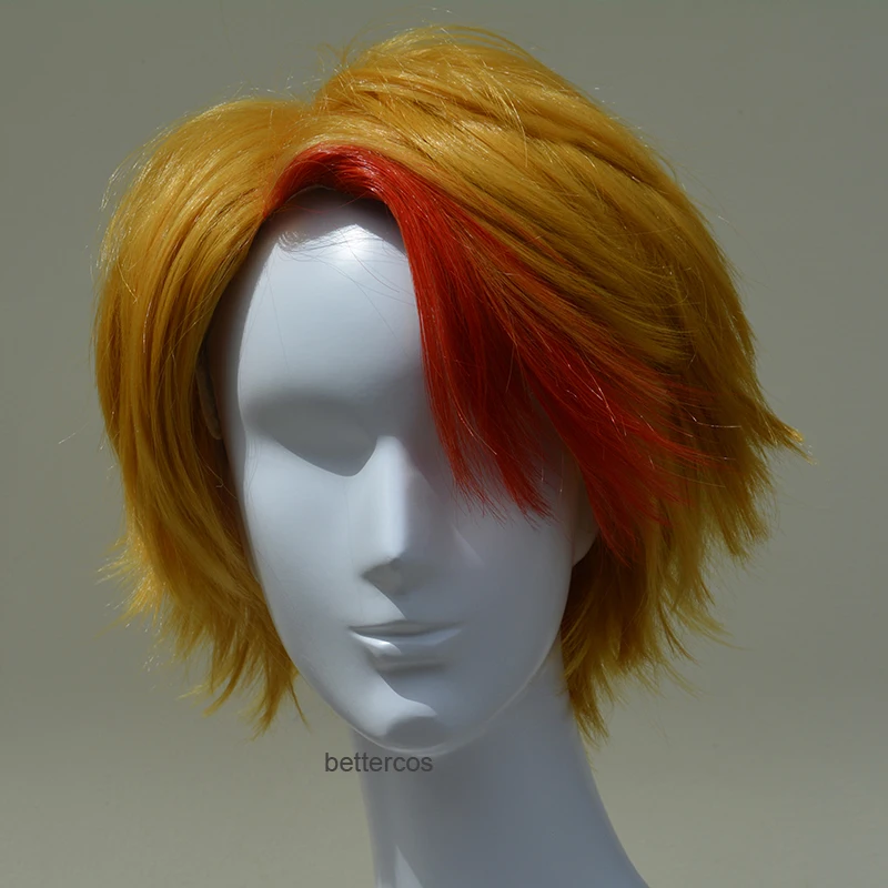 Minami Kenjiro Cosplay Wigs Short Golden Red Mixed Heat Resistant Synthetic Hair Wig + Wig Cap image 2