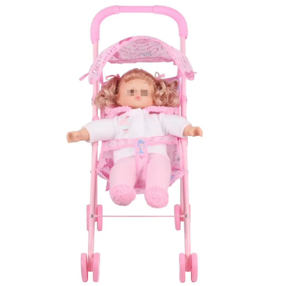 Baby Stroller Trolley Toy For Simulation Doll Accessory Girls Play House Toys Pretended Play Doll Accessories For Kids 8168