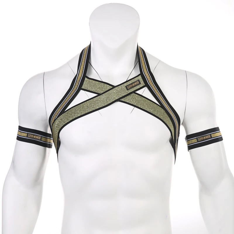 Herren Brust Harness Schulter Riemen Muscle Elastische Gürtel Arnes Hombre bondage dessous mit Arm Band Phantasie Club Party Kostüm