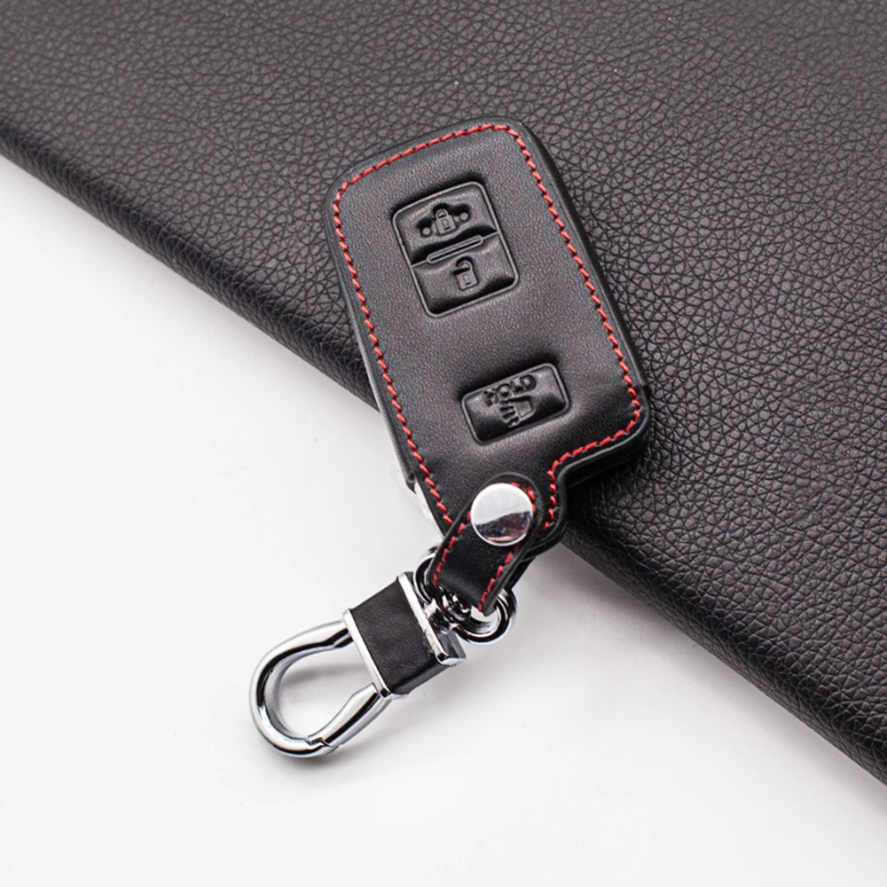 Stylish Carrying Soft Leather Car Key Cover for Toyota Land Cruiser Tacoma Highlander Prius 2013 2016 2017 3 Button Smart Case