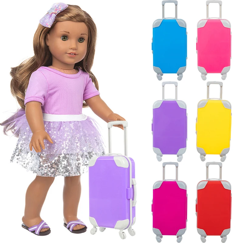 Valise de voyage à la mode pour poupée fille américaine de 18 pouces et 45cm (poupée non incluse), accessoires et chaussures, 2021