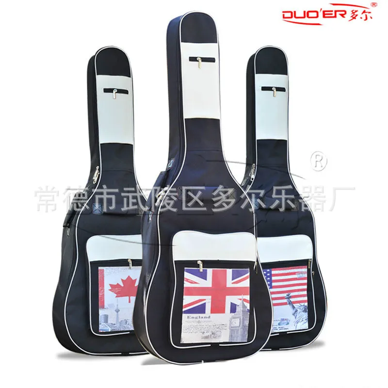 Guitar Case US UK Flag Waterproof 41 Inch Guitar Bass Bags Factory Customize Musical Instrument Bag Customize Your Logo