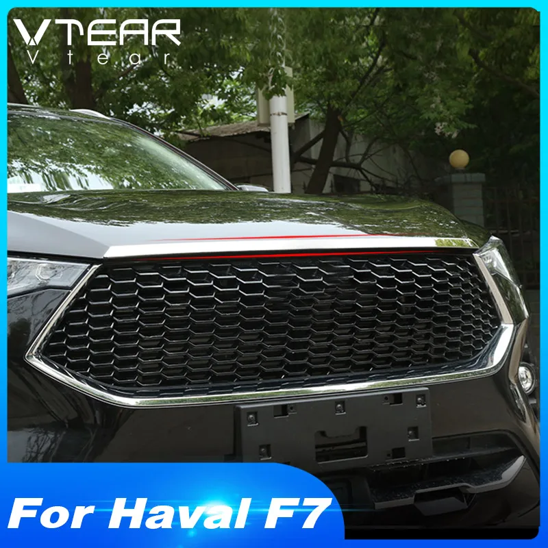 

Vtear for Haval F7 F7X chromium styling grill lip molding Car front engine cover trim exterior car-styling accessories part 2018