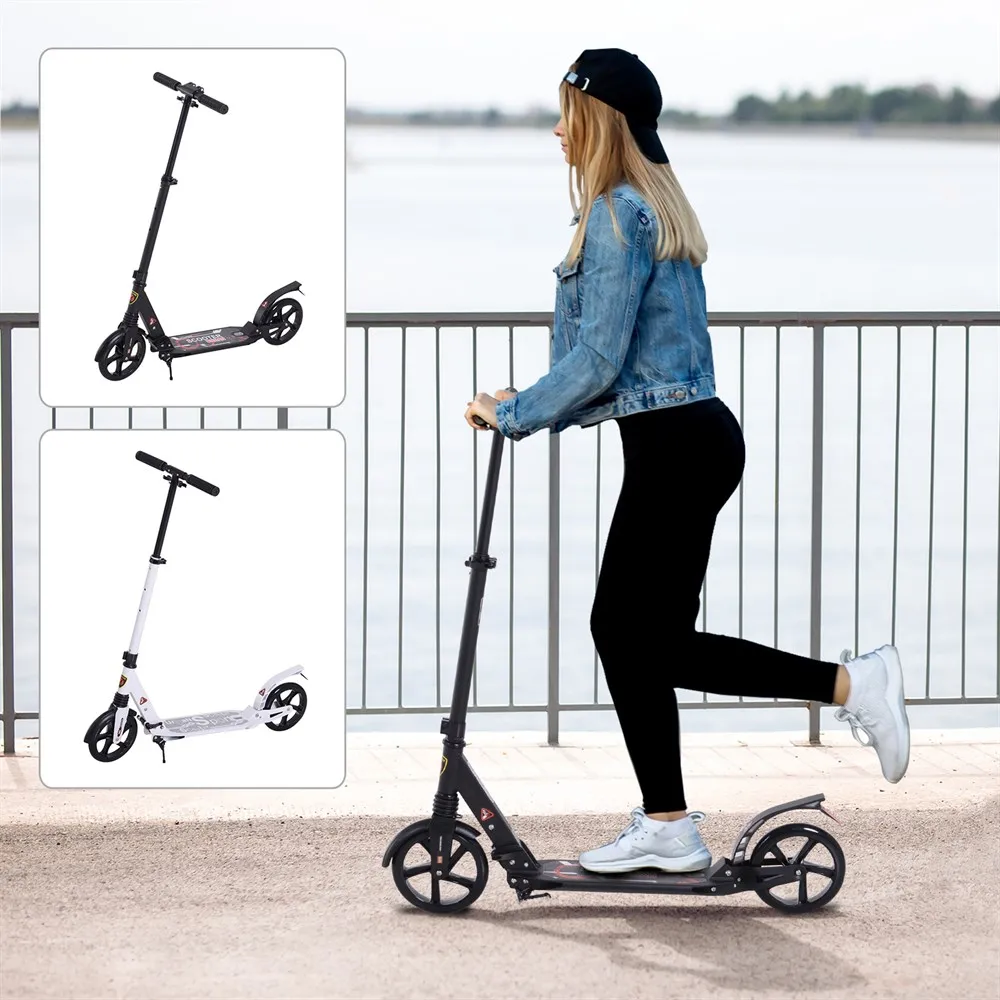 HOMCOM folding scooter for + 14 year height adjustable 90-105cm brake 100 kg