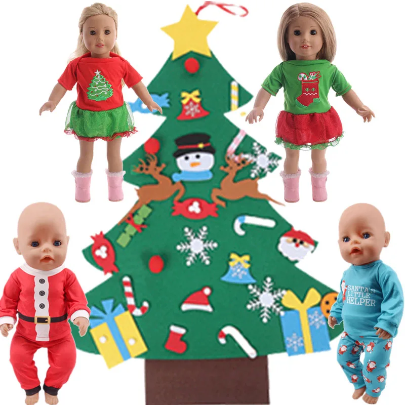 Two-piece Set Of 43cm Reborn Baby Doll And 18-inch American Doll Christmas Clothes, Toys For Children, Christmas Gifts