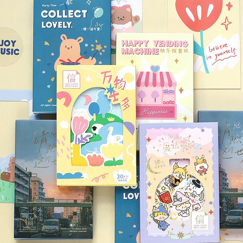 

30 Sheets/Set Happy Vending Machine Series Postcard Cute Cartoon illustration Greeting Cards DIY Journal Decoration