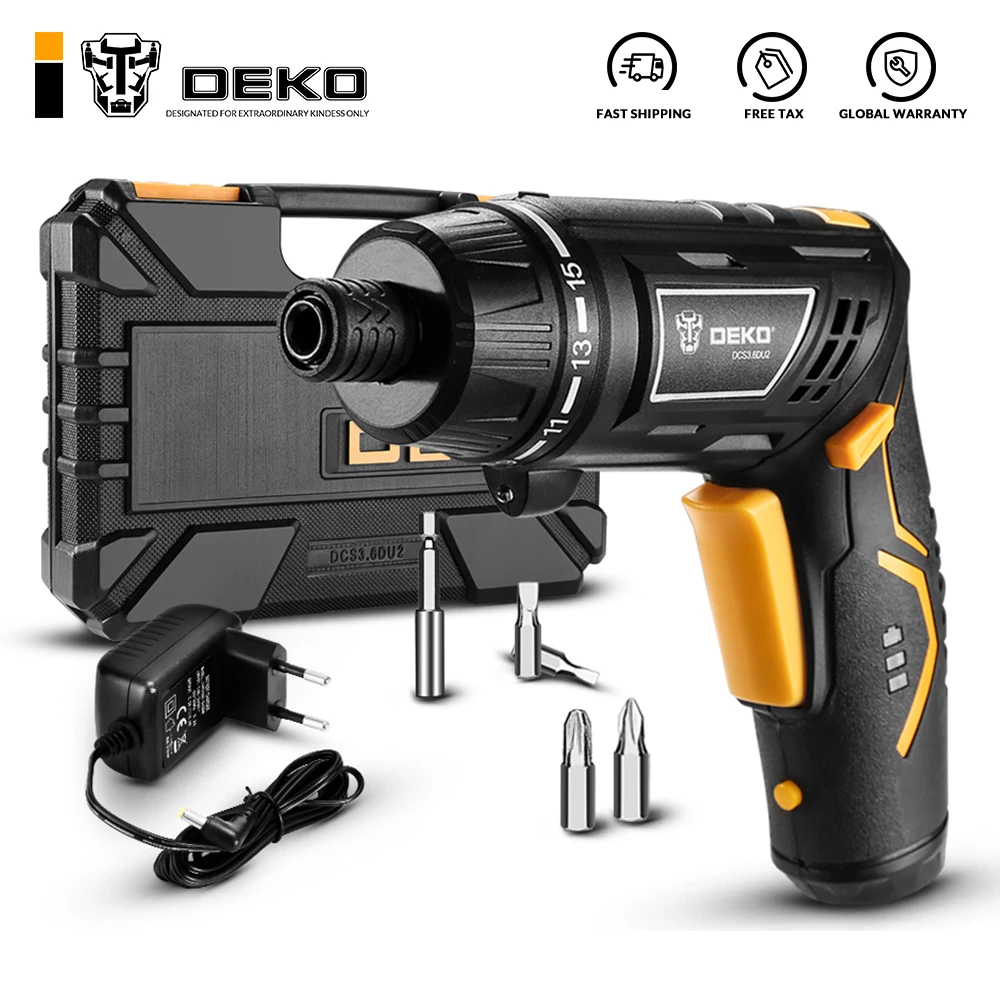 DEKO DCS3.6DU2 Cordless Cacciavite Elettrico con Twistable Maniglia Per Uso Domestico FAI DA TE Batteria Ricaricabile Cacciavite con la Torcia del LED