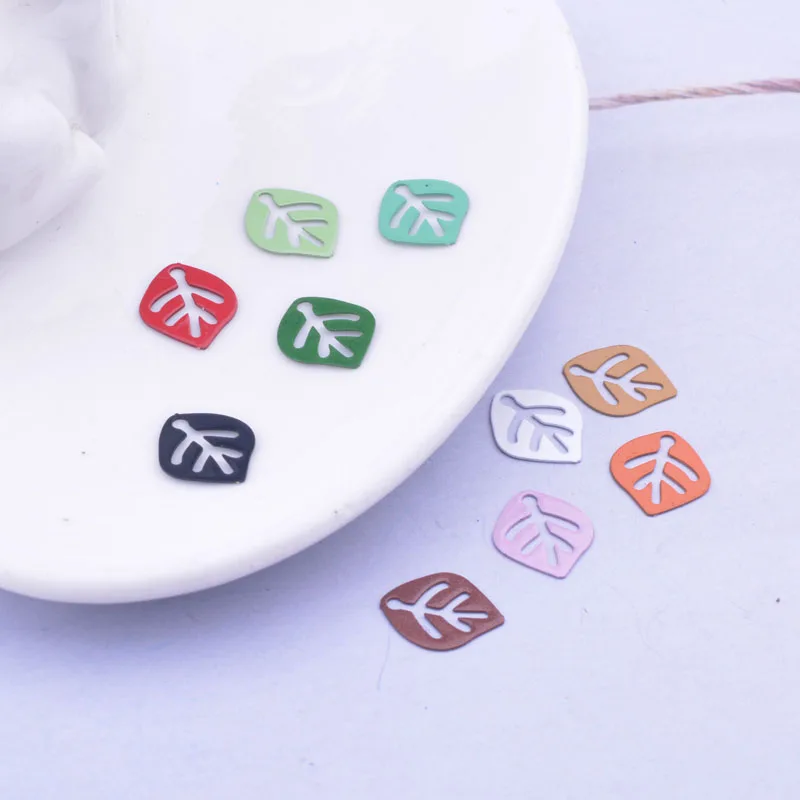 100 Stück AC11419 10,5*12,5mm Frühlingsfarbene Kleine Blatt-Anhänger DIY Schmuck Ohrring Anhänger – Detail 4