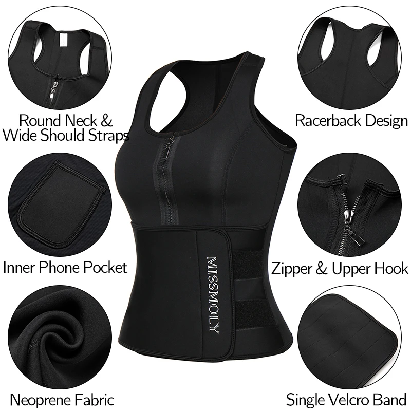 Mens Waist Trainer Vest Slimming Body Shaper Compression Shirt Workout Tank Top Shapewear Fitness Undershirt Fat Burn Sauna Suit