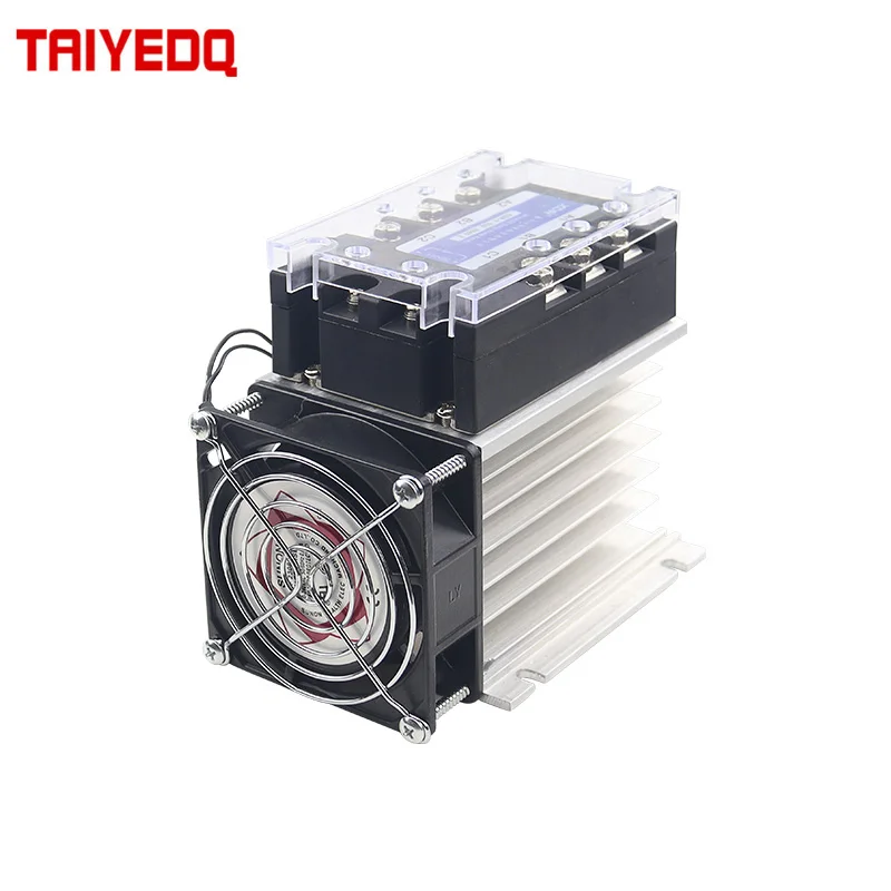 Three-phase Solid State Relay DC Control AC 380V 40A SSR-3 032 3840Z DC-AC Complete Set (Relay, Heat Sink, Fan)