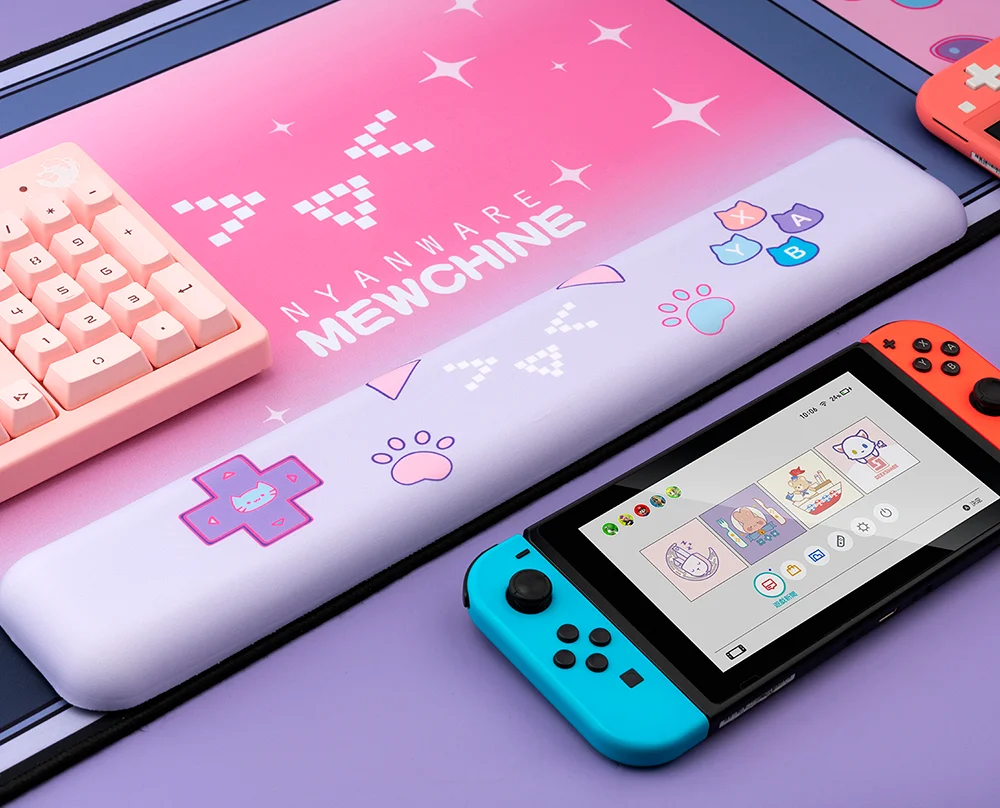 ขนาดใหญ่พิเศษ Kawaii Gaming Mouse Pad แมวน่ารักหู XXL แผ่นที่มีสายรัดข้อมือกันน้ำ Nonslip โต๊ะแล็ปท็อปอุปกรณ์เสริม