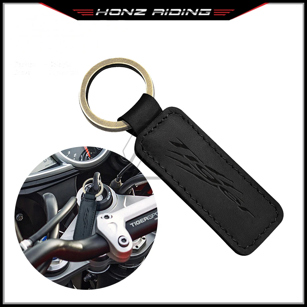 For Triumph Tiger 800 900 1200 Keyring Motorcycle Cowhide Keychain Key Ring