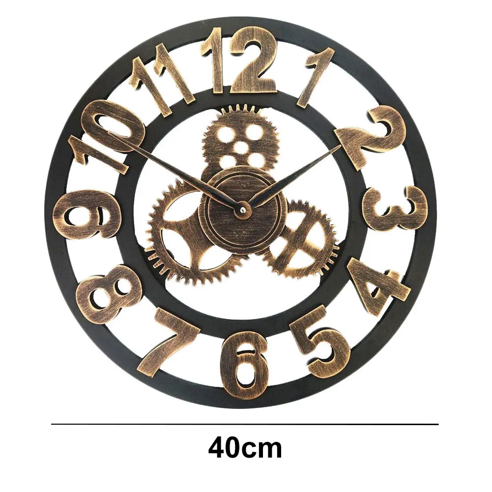 HOT SALES！！！New Arrival 40cm Gear Industrial Style Quartz Wall Clock Sticker Living Room Decoration Wholesale Dropshipping