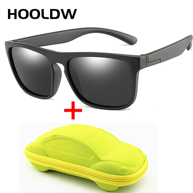 HOOLDW Square Kids Sunglasses Silicone Flexible Safety Children Polarized Sun Glasses Girl Boy Glasses UV400 Baby Shades Eyewear