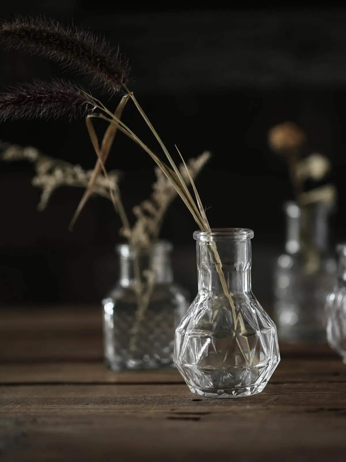 Mini Glass Vase Retro Transparent Desktop Decoration Ornaments Flower Arrangement Vase Still Life Photography Props