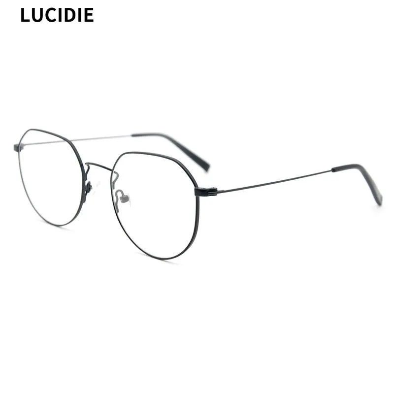 

LUCIDIE Unisex Round Glasses Frame Woman Men Glasses Retro Myopia Optical Eyewear Frames Metal Clear Lenses Female Eyeglasses