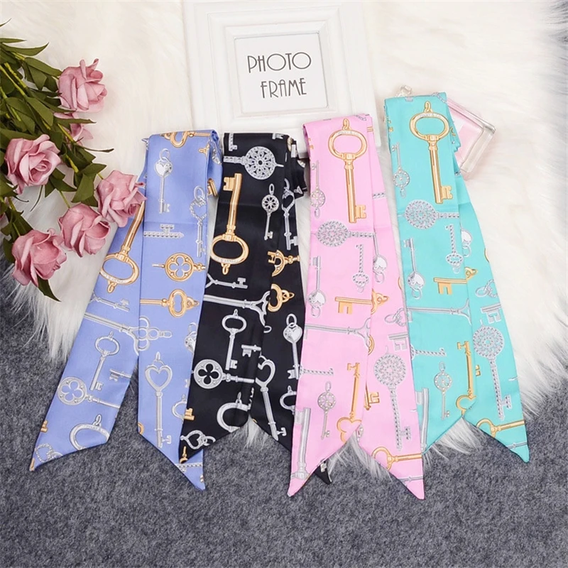 Fasion Bag Scarf Women's Scarf Luxury Brand Key Printing  Multifunctional Tied Handbag Ribbon Ladies Turban Headband  BS30