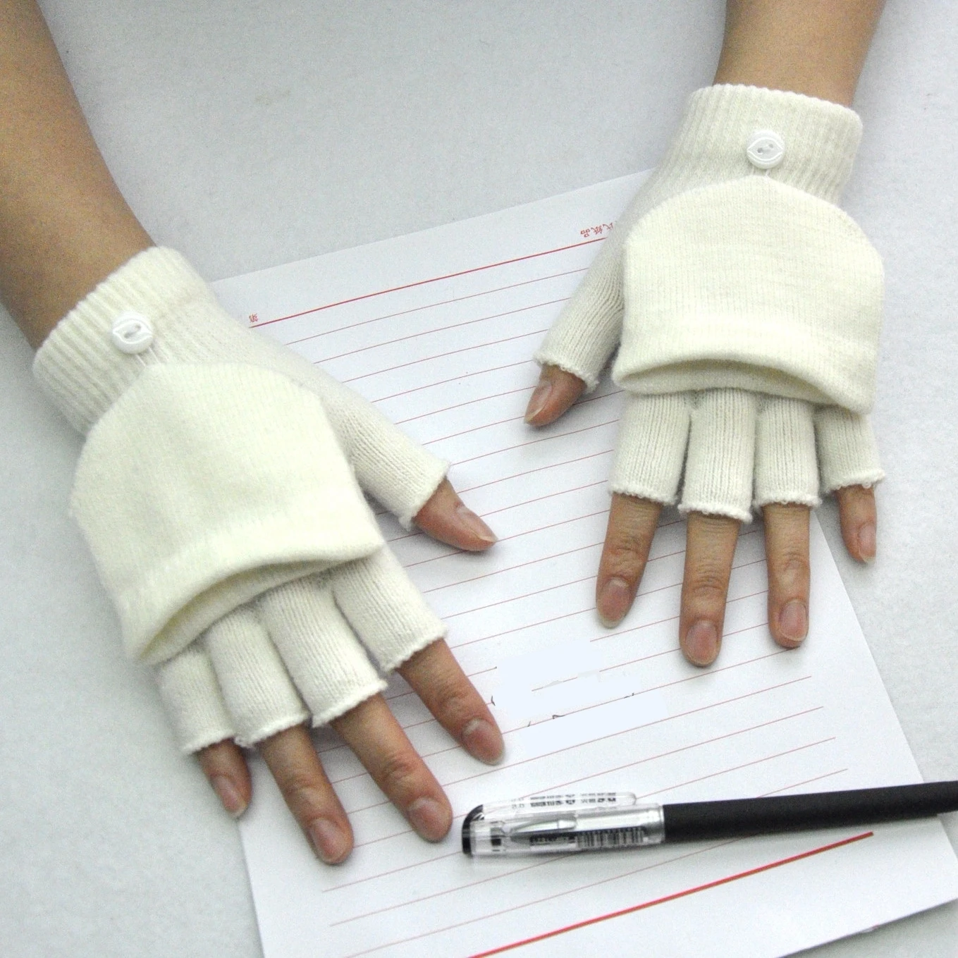 Guantes de punto sin dedos para mujer, manoplas cálidas, suaves y cómodas, de lana, para pantalla táctil, para invierno