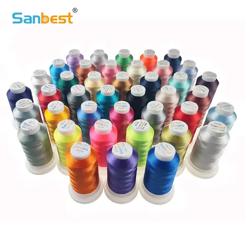 Sanbest Polyester Embroidery Thread High Strength 120D/2 1000m For Brother Singer Janome Babylock Embroidery Machine Tatting