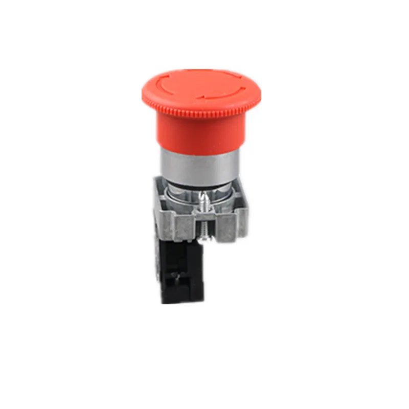 22mm Hole Mounting Size Push Button Switch XB2-BS542 / ZB2-BE102C Key-reset Emergency Stop Switch