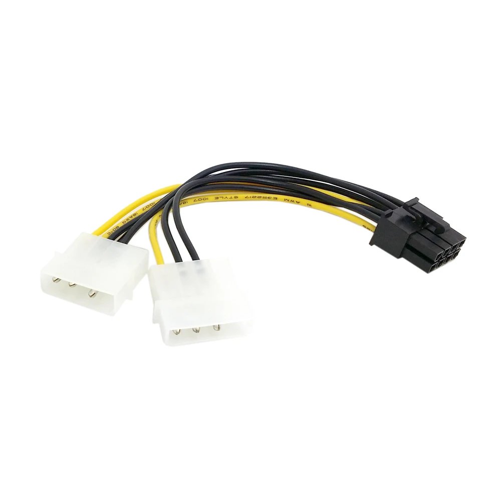 Câble d'alimentation pour carte vidéo, en forme de Y, PCI Express vers les touristes, Molex, 8 broches, 4 broches, 18cm