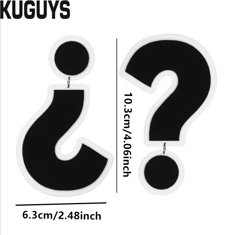 KUGUYS Black White Symbol Big Size Drop Earring for Women Fashion Geometric Trendy Jewelry Acrylic Hyperbole HipHop Accessories