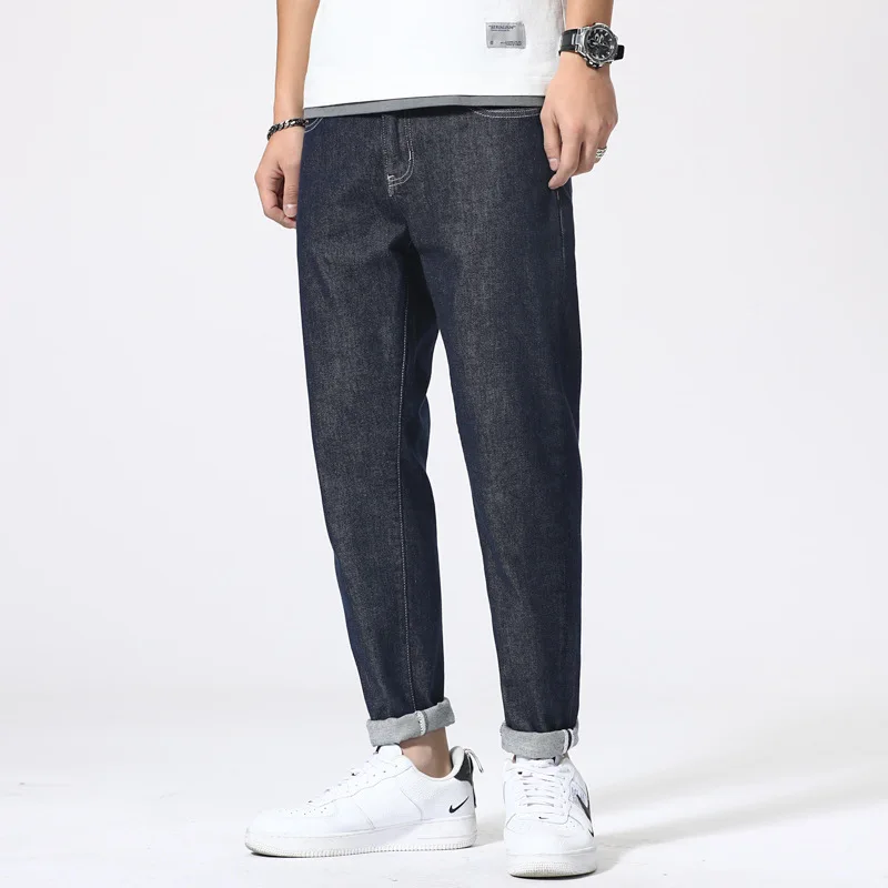 

Men's Straight Blue Loose Wide Jeans Fashion Designer Casual Korean Version Trend Pants Male High Quality Harlan Denim Trousers
