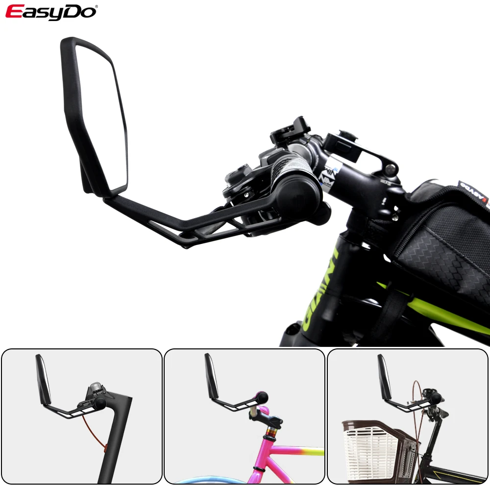 EasyDo Advanced Bicycle Rear View Mirror Plug Design Adjustable Left Right Mirrors Bike Cycling Wide Range Back Sight Reflector