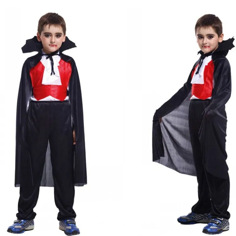 M-XL niños vampiro aterrador Cosplay niños Halloween disfraces de Drácula carnaval Purim desfile juego de escenario vestido de fiesta de disfraces