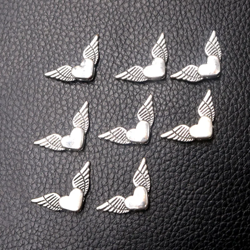 12pcs Silver Plated Angel Wings Spacer Beads  DIY Charms Necklaces Bracelets Jewelry Handicraft Accessories 24*13mm P711