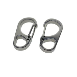 ONE  Small mini Super strong fine solid stainless steel spring snap hook quick release carabiner bracelet paracord clasp   EDC
