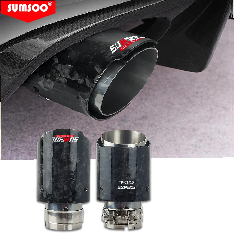 genuine SUMSOO hot sale Forged Carbon Muffler Tip Exhaust System Universal Stainless silver Mufflers pipe