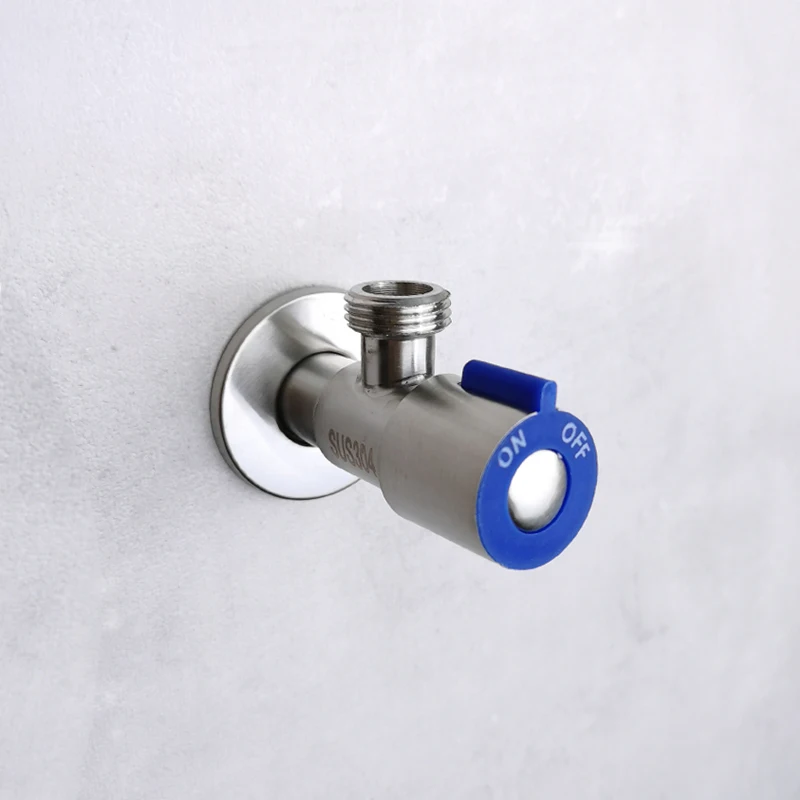 Wall Mounted Angel Valve Small Tap Stainless Steel Blue and Red Valve for Basin Mixer Hose Connector Bib Cock