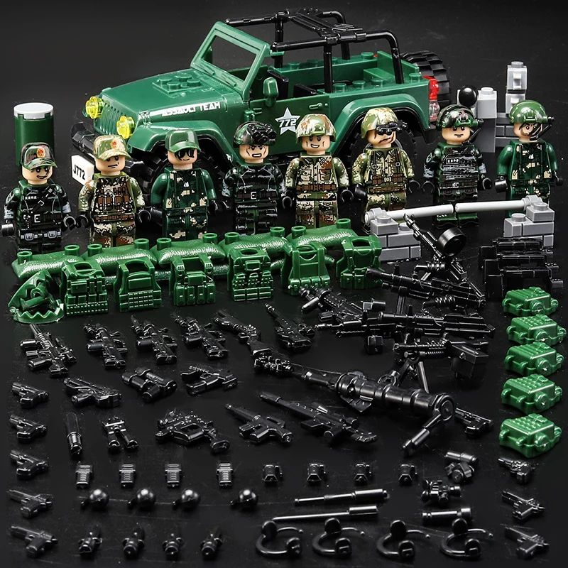 DIY Militaire Bouwsteen Pop Leger Camouflage Special Forces Kleine Jongen Assemblage Mini Gun Model Speelgoed Cadeau