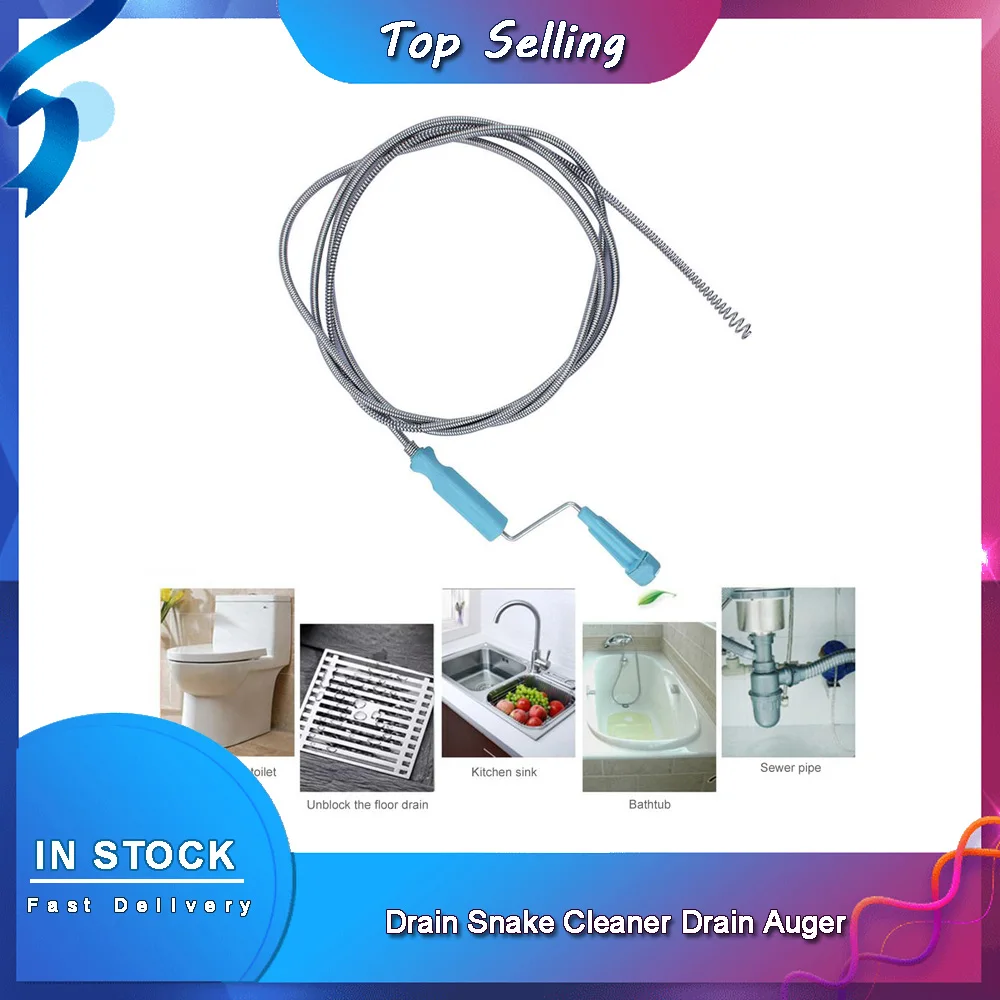 Drain Pipe Cleaner Drain Auger Flexible Metal Spring Sink Dredge Auger Plumbing Snake Clog Remover Ultra-long Sewer Dredge