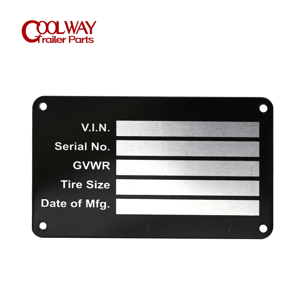 Heavy Duty Aluminum Trailer ID Tag Vin Plate Serial GVWR Medical Blank Powder Coated Finish RV Parts Camper Accessories