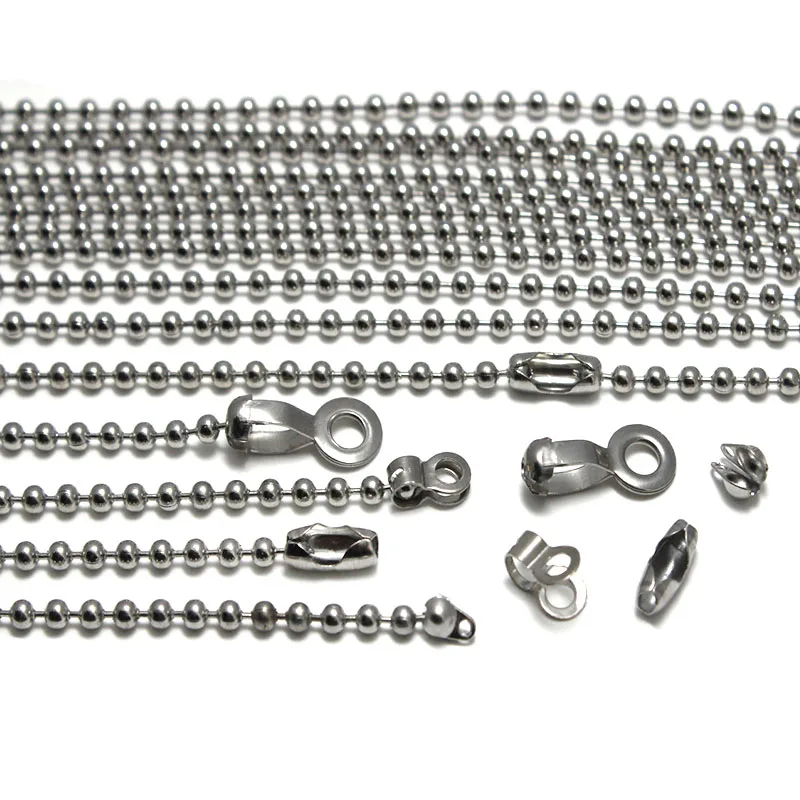 1.5-10 mm Stainless Steel Ball Bead Chain Bulk for Necklace Chains DIY Pendant Key chians Hand Tag Connectors Jewelry Making