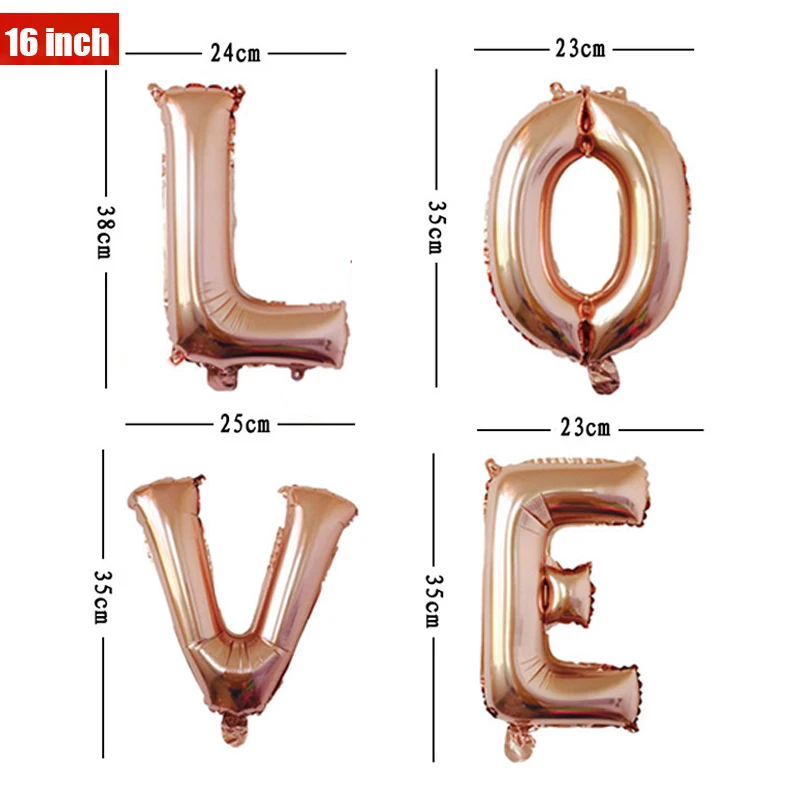 1PC 16inch Alphabet Foil Letter Balloon Happy Birthday Party Balloon DIY Wedding Decorations Balloons Kids Baby Shower Supplies