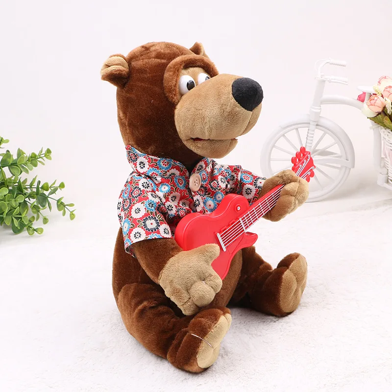 Singing Russian songs toys bear electronic pets playing guitar bear children\'s early childhood educational toys will sing