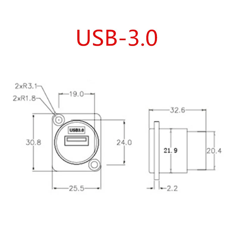 1PCS Direct access to D-type USB3.0 extension cable interface USB disk jack dual USB docking extension module for 86 panels