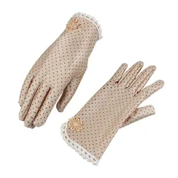 Fashion Thin Gloves Dot Summer Anti-skid Sun Gloves Lace Patchwork Gloves for Women Protection Driving Short Dot Gloves