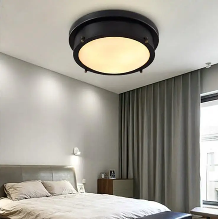 Retro industrial loft American country glass round led light wrought iron aisle bedroom balcony Nordic ceiling lamp