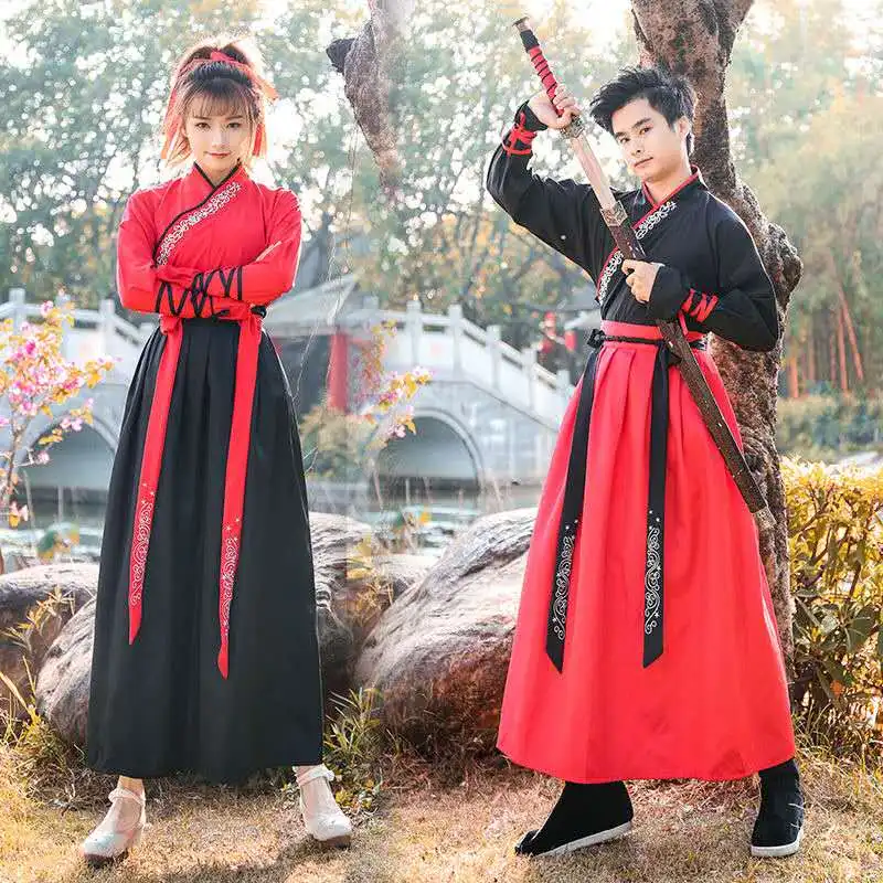 Vêtements traditionnels chinois pour hommes et femmes, jupe en Y imbibée Tang Hanfu, costume Cosplay, robe de couple