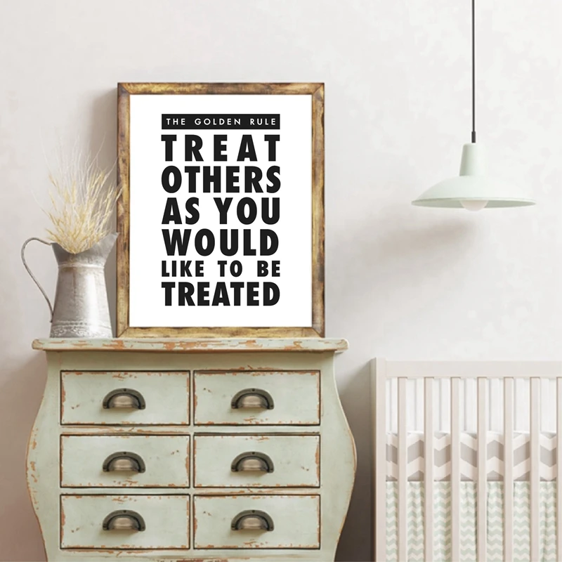 The Golden Rule Bible Quote Canvas Painting Prints Matthew 7:12 Minimalistic Typography Poster Wall Picture Kids Room Home Decor