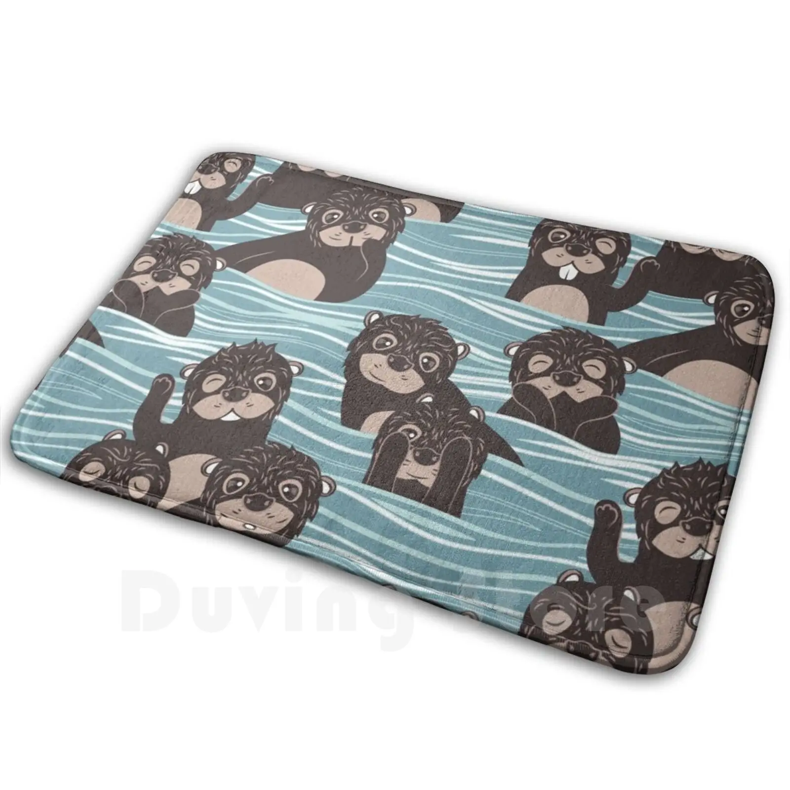 Lontras éblouissantes, tapis, coussin, Illustration de loutre douce, illustration de loutres importantes, motifs marron
