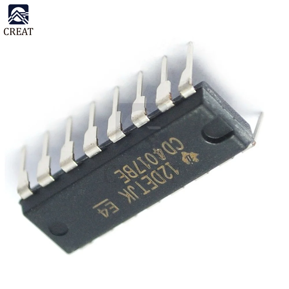 10PCS IC Chips CD4017 CD4017BE 4017 DIP-16 Decade Counter Divider IC Diy Electronic Original Standard 16Pin 16P