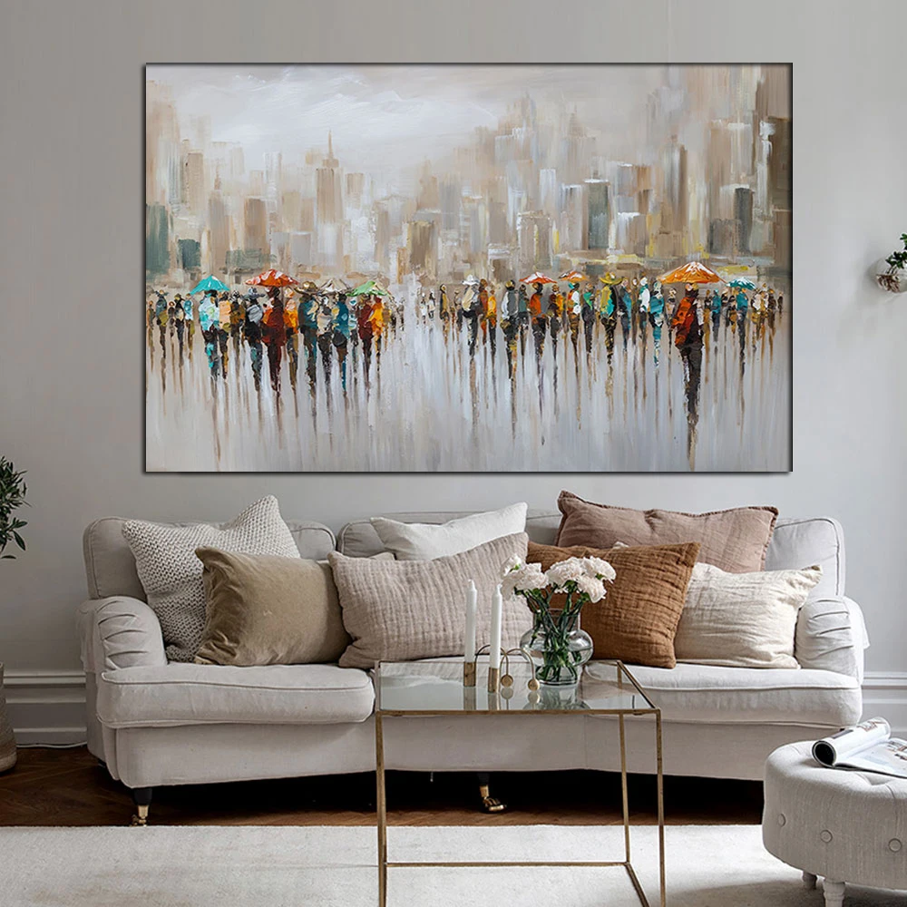 Hand Painted City Landscape Oil Painting On Canvas New York Time Square Pop Art Modern Abstract Wall Picture For Wall Decoration