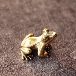 Retro Copper Small Cute Frog Figurines Miniature Desktop Ornament Decorations Accessories Metal Brass Animal Toad Tea Pet Decors